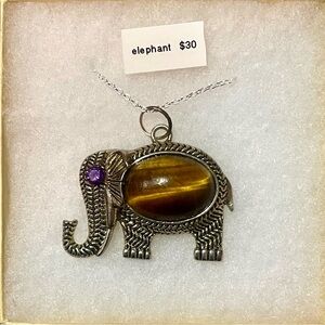 Silver Elephant Pendant Necklace